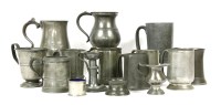 Lot 381 - A collection of pewter tankards