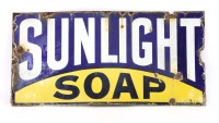 Lot 310A - A Sunlight soap enamel sign