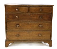 Lot 648 - A 19th century oak chest of two short and three long drawers