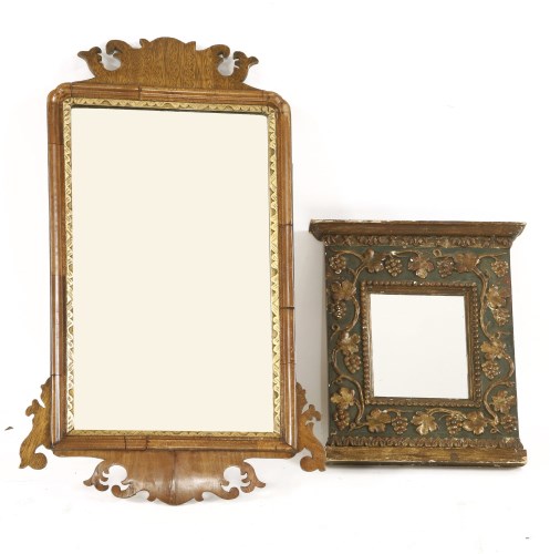 Lot 644 - A George III mahogany fret cut wall mirror