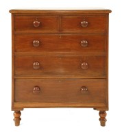 Lot 617 - A Victorian mahogany chest of two short and three long drawers