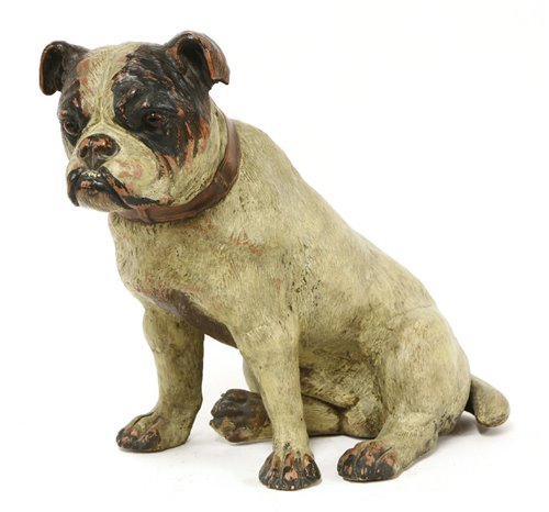 Lot 181 - A terracotta model of a seated English bulldog puppy