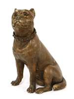 Lot 323 - A terracotta model of a seated bulldog