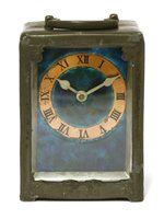 Lot 49 - A Liberty & Co pewter and enamel desk clock