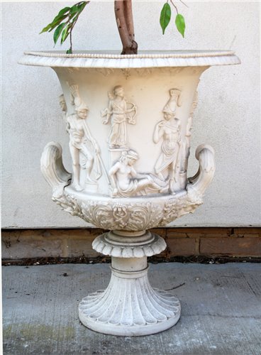 Lot 1089 - A classical design faux marble twin handled urn