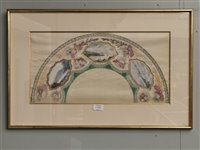 Lot 673A - 19th century FAN DESIGN Watercolour and body colour on silk 27cm x 53cm