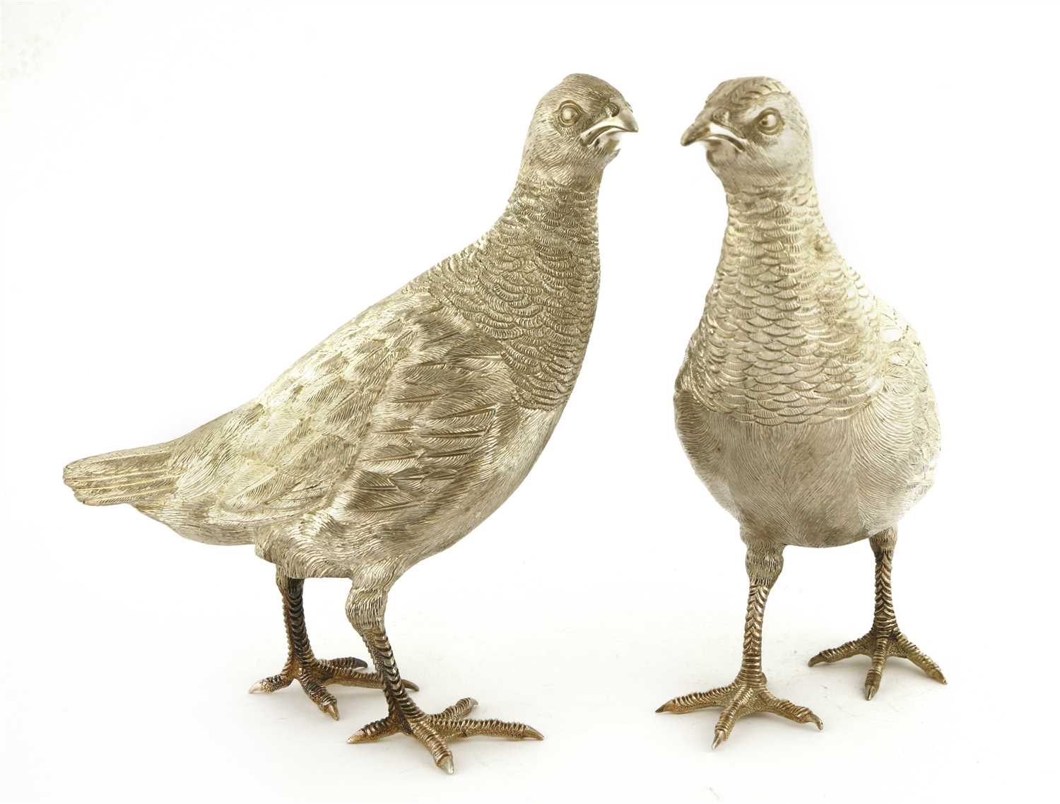 Lot 118 - A pair of contemporary silver game birds