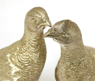 Lot 118 - A pair of contemporary silver game birds