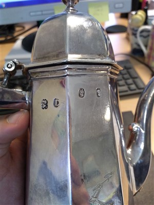 Lot 20 - A George l Britannia standard silver coffee pot