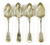 Lot 108 - Four early 19th century Scottish provincial silver fiddle pattern tablespoons