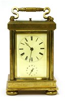 Lot 776 - A French brass carriage clock