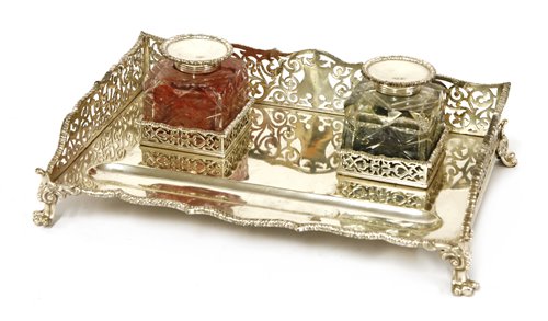 Lot 50 - A Victorian silver inkstand