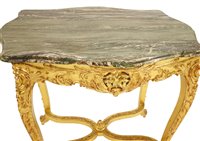 Lot 765 - A Louis XV-style giltwood and marble top side table