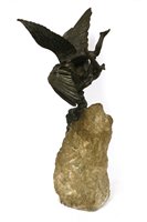 Lot 17 - An early 20th century bronze sculpture depicting Daedalus in flight carrying Icarus beneath