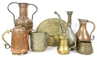 Lot 373 - A collection of 19th century and later eastern metalware