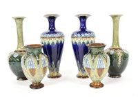 Lot 161 - Three pairs of Royal Doulton vases