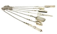 Lot 81 - A silver seven chain chatelaine