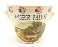 Lot 385 - 'Pure Milk' Continental pottery twin handled milk pail