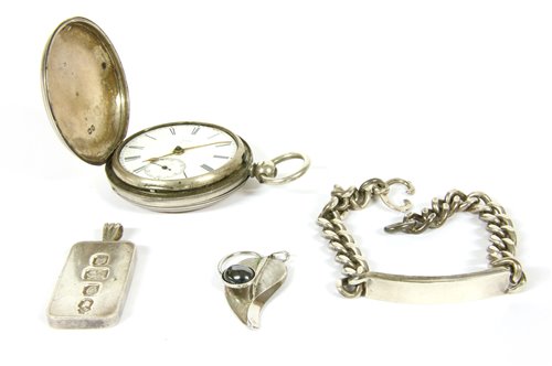 Lot 10 - A sterling silver Hunter pocket watch