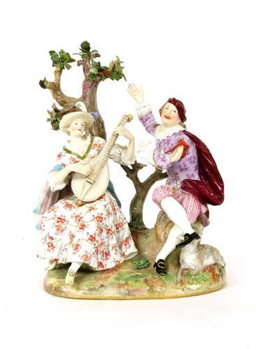 Lot 223 - A mid 19th century Meissen porcelain figure group
