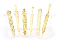 Lot 65 - Six ivory needles cases