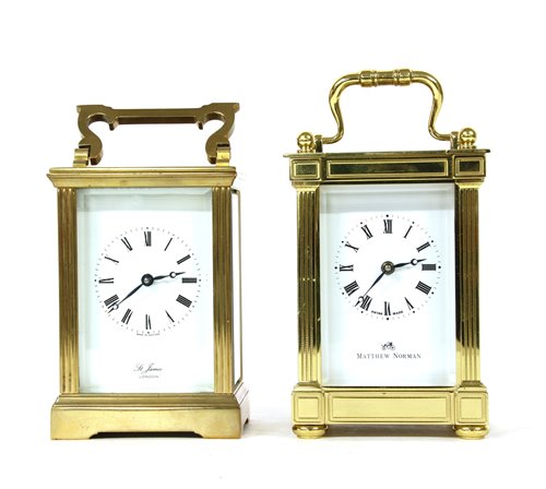 Lot 131 - Two modern brass carriage clocks