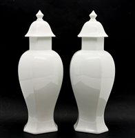 Lot 363B - A pair of Limoges porcelain lidded temple jars