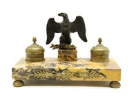 Lot 382 - A 19th century bronze and marble ink stand