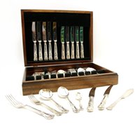 Lot 167 - A mahogany cased canteen of King's pattern cutlery