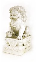 Lot 410 - A marble Chinese guardian lion
