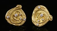 Lot 360 - A pair of 18ct gold diamond set earrings