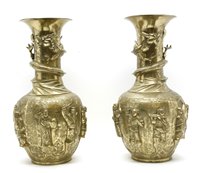 Lot 610 - A pair of Chinese brass vases