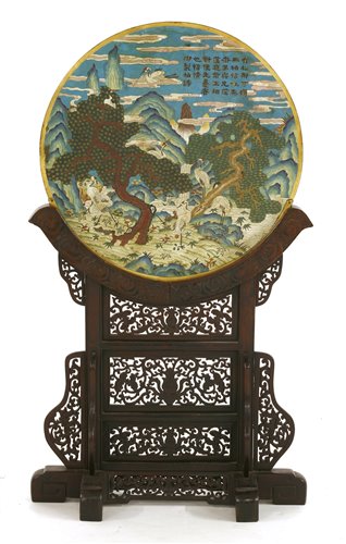 Lot 201 - A Chinese cloisonné screen