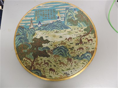 Lot 201 - A Chinese cloisonné screen