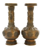 Lot 340 - A pair of Japanese bronze vases