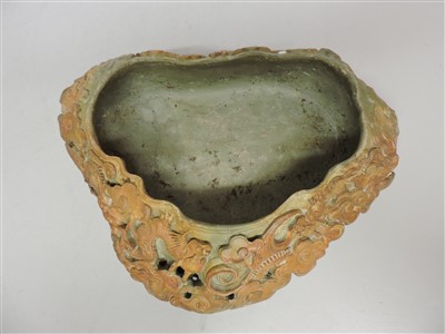 Lot 386 - A Chinese soap stone brush washer