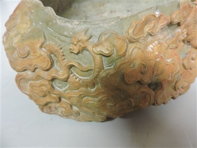 Lot 386 - A Chinese soap stone brush washer