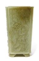 Lot 165 - A Chinese jade brush pot