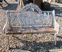 Lot 1009 - A Coalbrookdale 'style' white painted cast iron bench