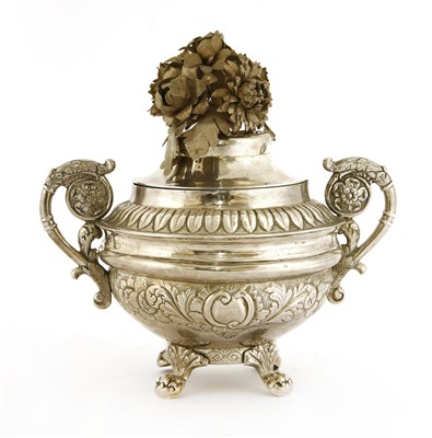 Lot 89 - A Maltese twin-handled silver sugar bowl and cover
