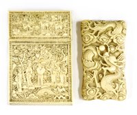 Lot 220 - Two Chinese Canton ivory card cases