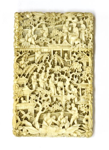 Lot 232 - A Chinese Canton ivory card case
