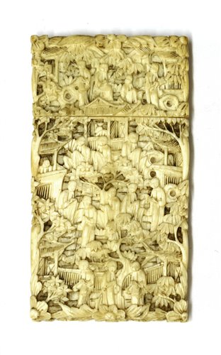 Lot 235 - A Chinese Canton ivory card case