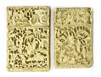 Lot 236 - Two Chinese Canton ivory card cases
