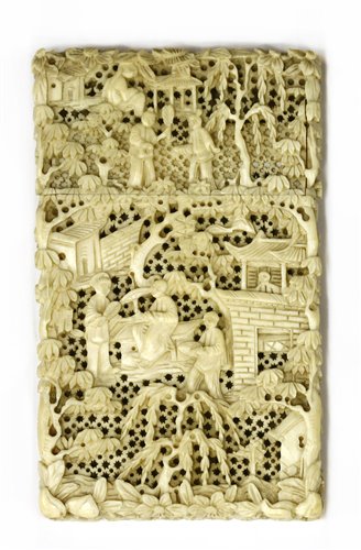 Lot 237 - A Chinese Canton ivory card case