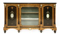 Lot 640 - An ebonised and burr walnut inlaid credenza