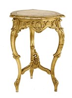 Lot 654 - A rococo-style giltwood and marble side table