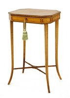 Lot 821 - An Edwardian satinwood and inlaid lamp table