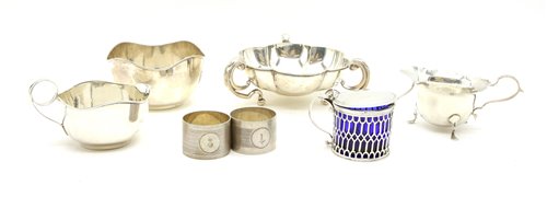 Lot 119 - A silver three handled bowl