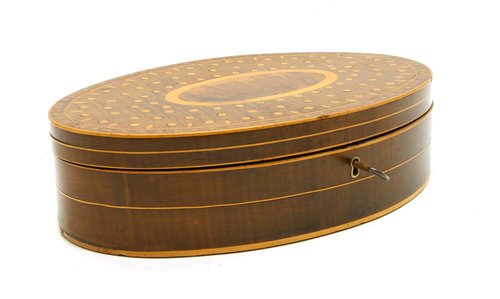 Lot 231 - An oval partridge wood box